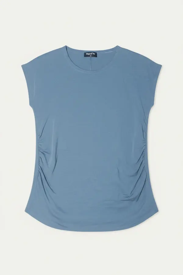 Büyük Beden Japone Kol Yanlardan Büzgülü T-shirt - 6