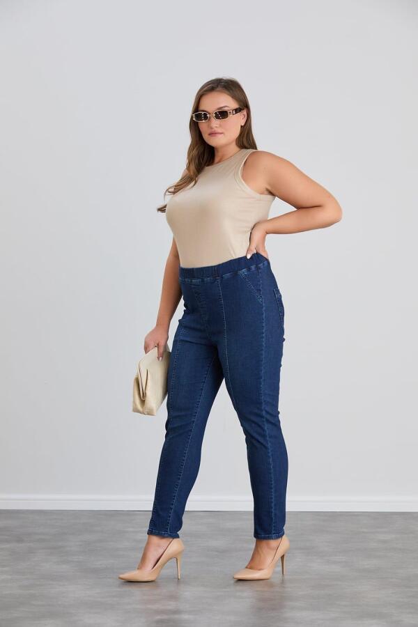 Büyük Beden Jean Pantolon Kim.Lacivert - 3