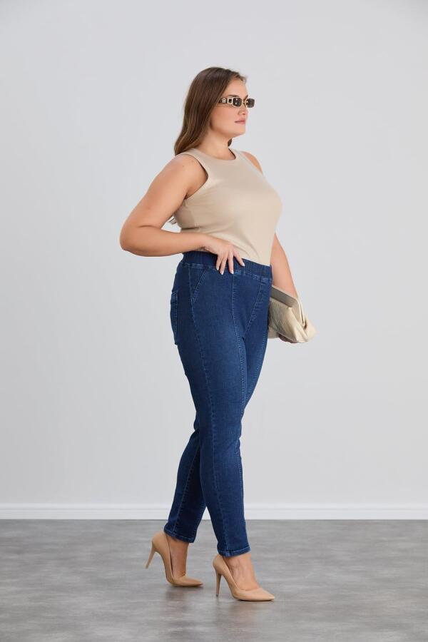 Büyük Beden Jean Pantolon Kim.Lacivert - 4