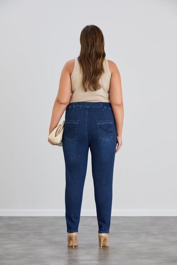 Büyük Beden Jean Pantolon Kim Lacivert - 5