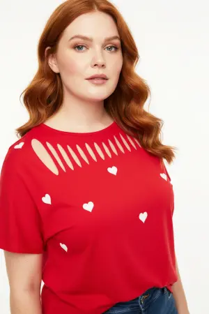 Büyük Beden Kalp Desenli T-shirt - Shape of You (1)