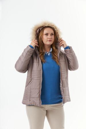 Büyük Beden Kapitone Şişme Mont Astarlı A.Vizon - 8