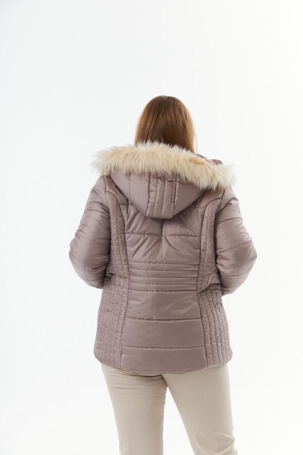 Büyük Beden Kapitone Şişme Mont Astarlı A.Vizon - 7