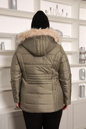 Büyük Beden Kapitone Şişme Mont Astarlı Çağla Yeşili - 5