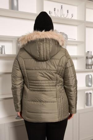 Büyük Beden Kapitone Şişme Mont Astarlı Çağla Yeşili - 5