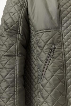 Büyük Beden Kapüşonlu Şişme Mont Haki - 12