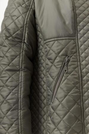 Büyük Beden Kapüşonlu Şişme Mont Haki - 5