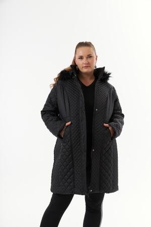 Büyük Beden Kapüşonlu Şişme Mont Siyah - 9