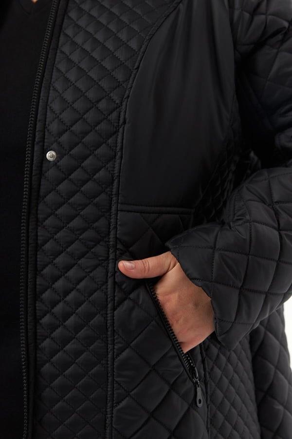 Büyük Beden Kapüşonlu Şişme Mont Siyah - 13