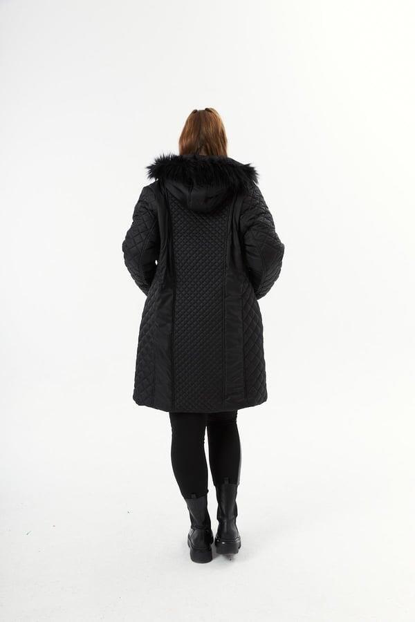 Büyük Beden Kapüşonlu Şişme Mont Siyah - 16