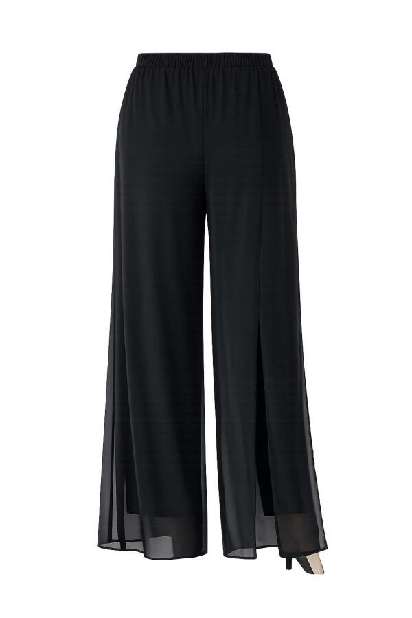 Büyük Beden Kayık Yaka Dökümlü Şifon Bluz ve Pantolon Abiye Takım ND4024 - 2