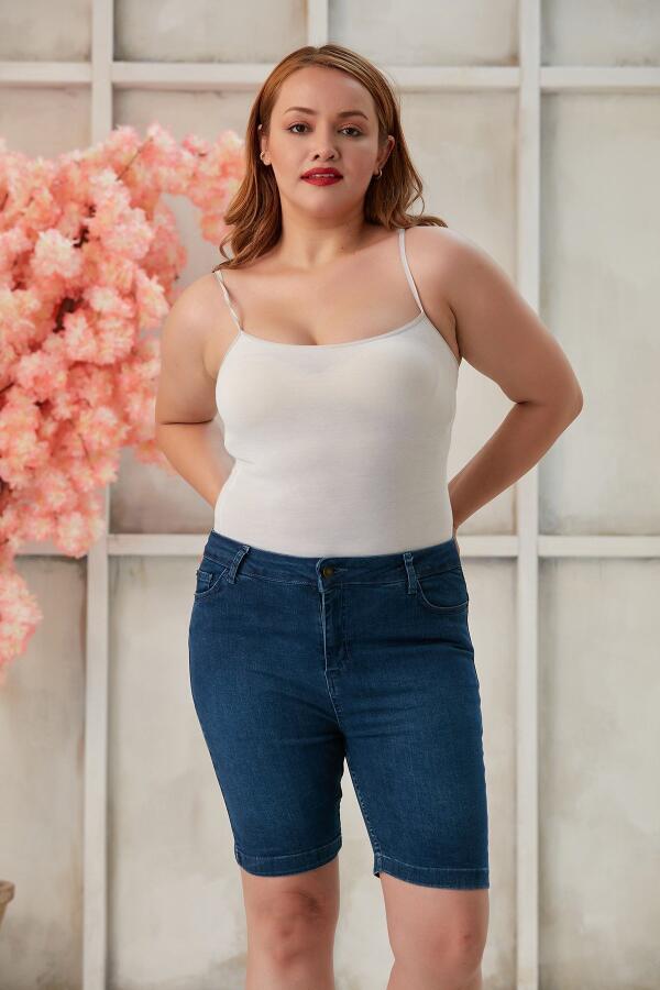 Büyük Beden Kim Lacivert Şort - 5