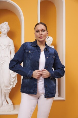 Büyük Beden Kim Mavi Kot Ceket - 1