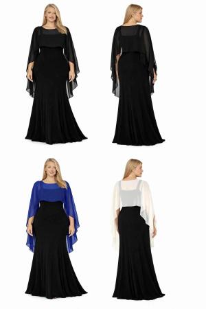 Büyük Beden Kolsuz Abiye İçin Beyaz Pelerin Bolero Siyah ND4035 - 2