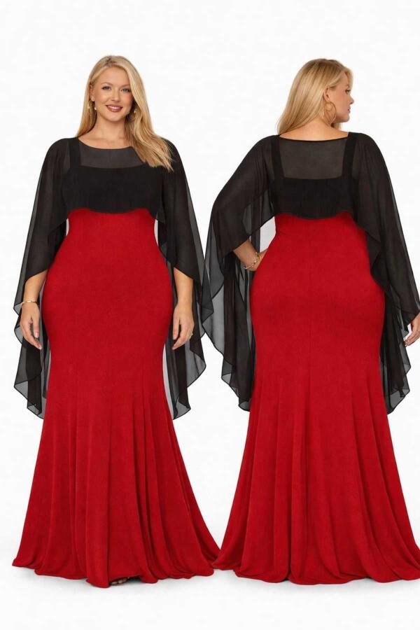 Büyük Beden Kolsuz Abiye İçin Siyah Pelerin Bolero Siyah ND4035 - 1