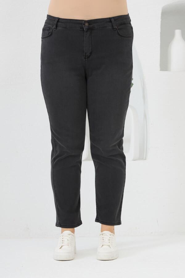 Büyük Beden Kot Pantolon Füme - 1