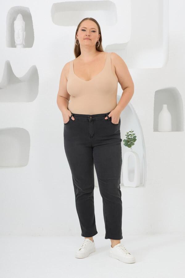 Büyük Beden Kot Pantolon Füme - 4