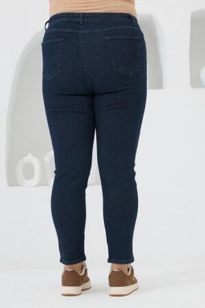 Büyük Beden Kot Pantolon Koyu Lacivert - 5