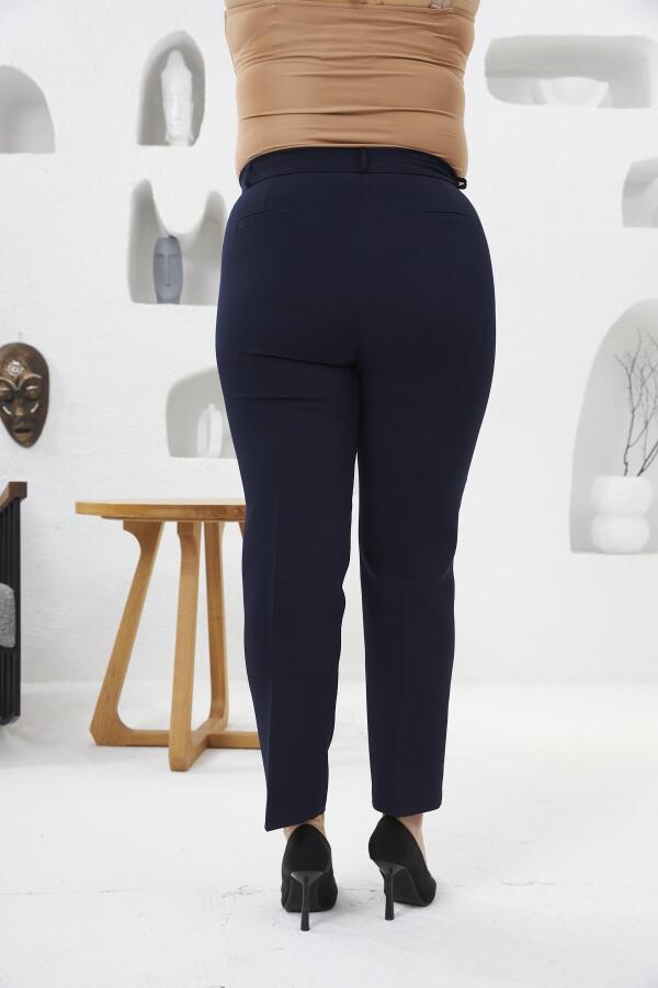 Büyük Beden Lacivert Kumaş Pantolon - 4