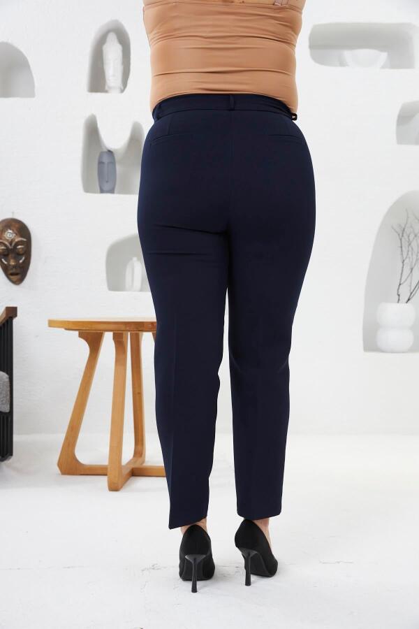 Büyük Beden Lacivert Kumaş Pantolon - 4