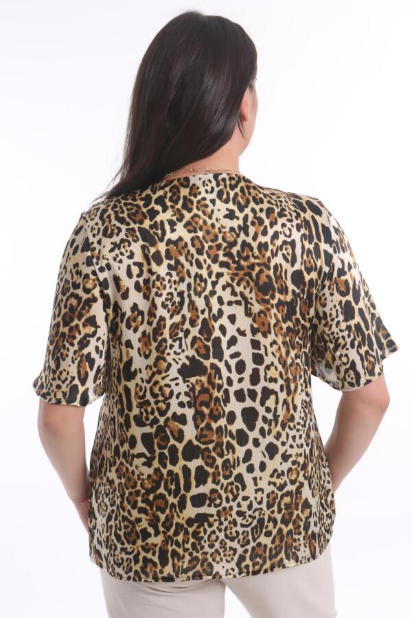 Trend42plus Büyük Beden Leopar Desenli Bluz - 7
