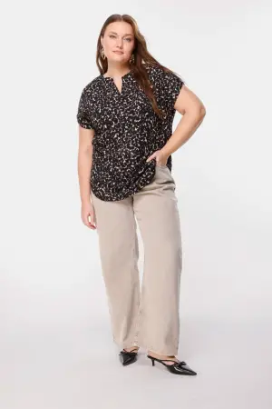 Büyük Beden Leopar Desenli Dokulu Bluz - Shape of You (1)