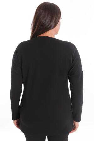 Büyük Beden Leopar Desenli Siyah Tunik - 6