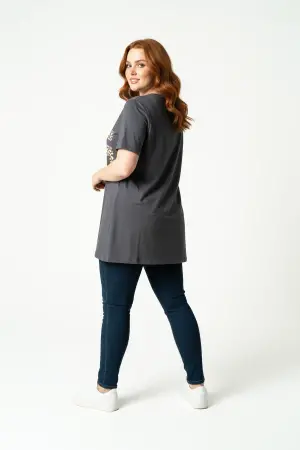 Büyük Beden Leopar Desenli T-shirt - 4
