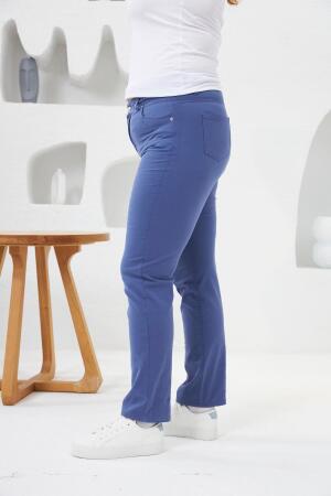 Büyük Beden Likrali Pantolon İndigo - 2