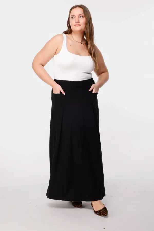 Büyük Beden Maxi Jersey Esnek Etek - 2