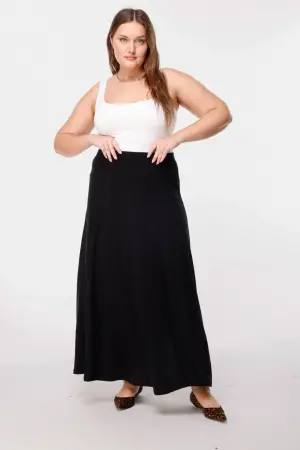 Büyük Beden Maxi Jersey Esnek Etek - 3