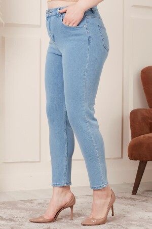 Büyük Beden Mom Jeans Buz Mavisi Pantolon - 3
