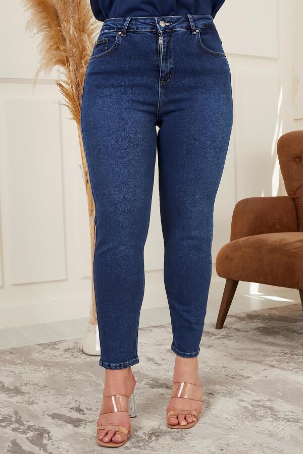 Rmg Büyük Beden Mom Jeans Mavi Pantolon - 1