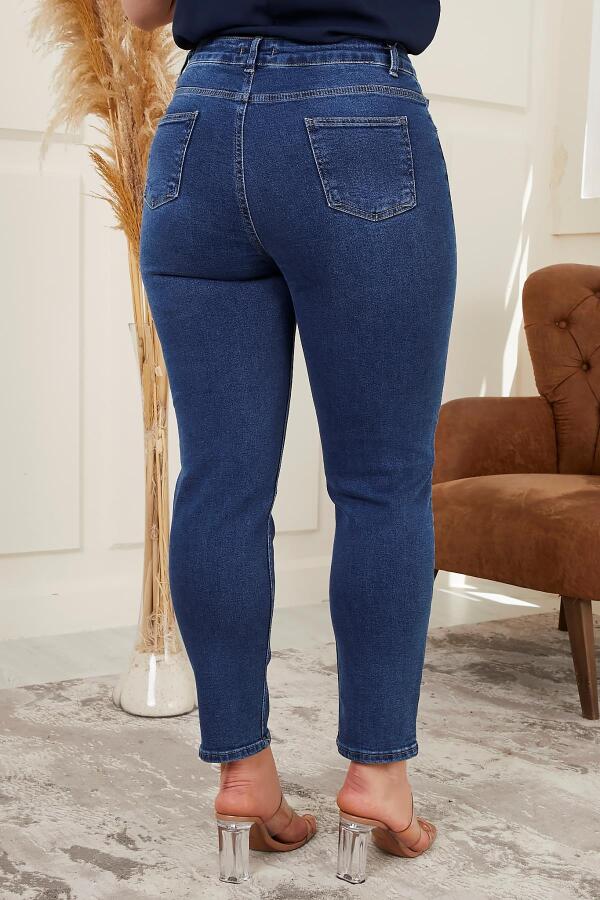 Rmg Büyük Beden Mom Jeans Mavi Pantolon - 4