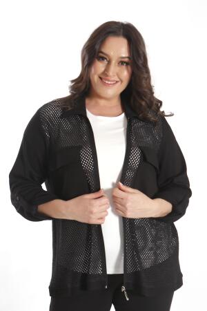 Angelino Büyük Beden Ön Fileli Siyah İkili Takım - Angelino Moda (1)