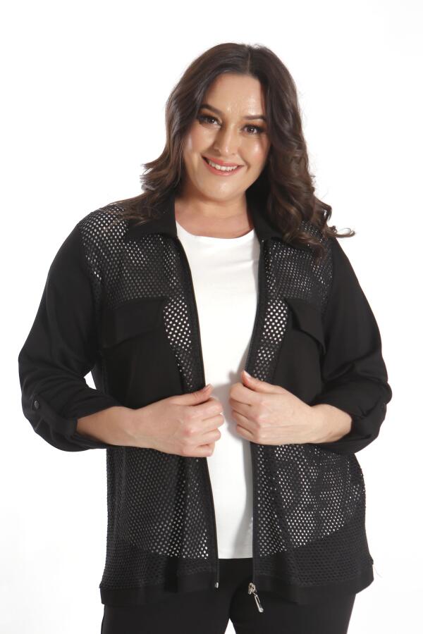 Angelino Büyük Beden Ön Fileli Siyah İkili Takım - 2