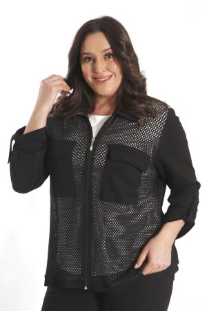 Angelino Büyük Beden Ön Fileli Siyah İkili Takım - 4