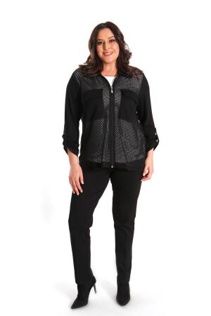 Angelino Büyük Beden Ön Fileli Siyah İkili Takım - 5