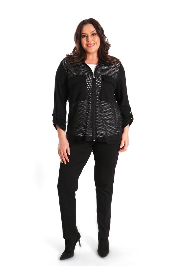 Angelino Büyük Beden Ön Fileli Siyah İkili Takım - 5