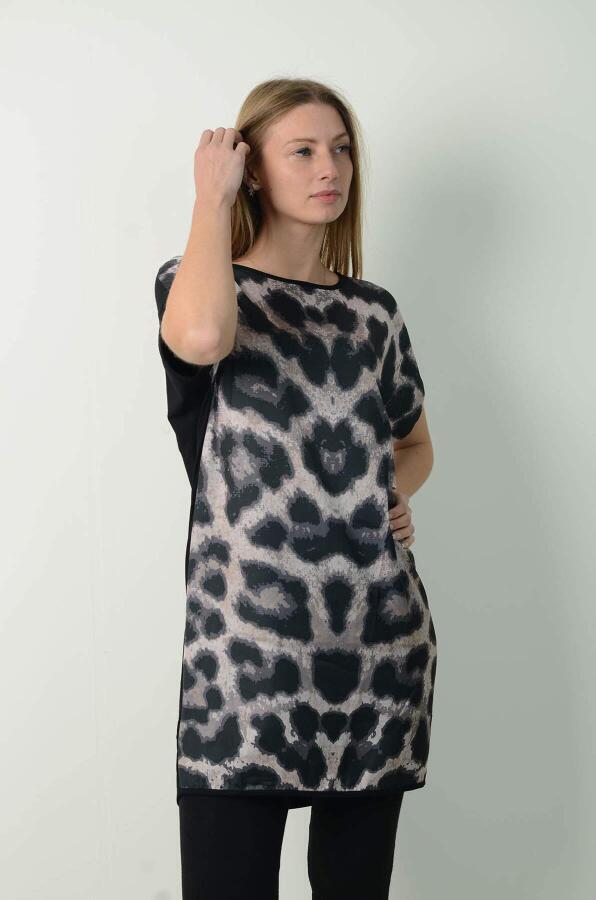 Büyük Beden Önü Saten Leopar Tunik FR887 - 7