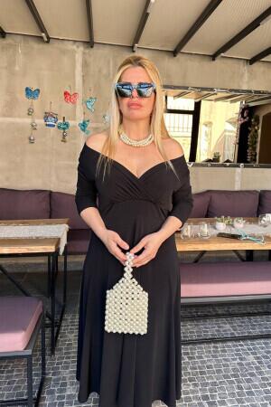 Büyük Beden Öpücük Yaka Abiye Elbise GLS8003 - 3