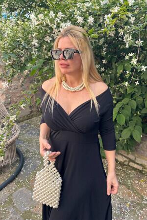 Büyük Beden Öpücük Yaka Abiye Elbise GLS8003 - Angelino Butik (1)