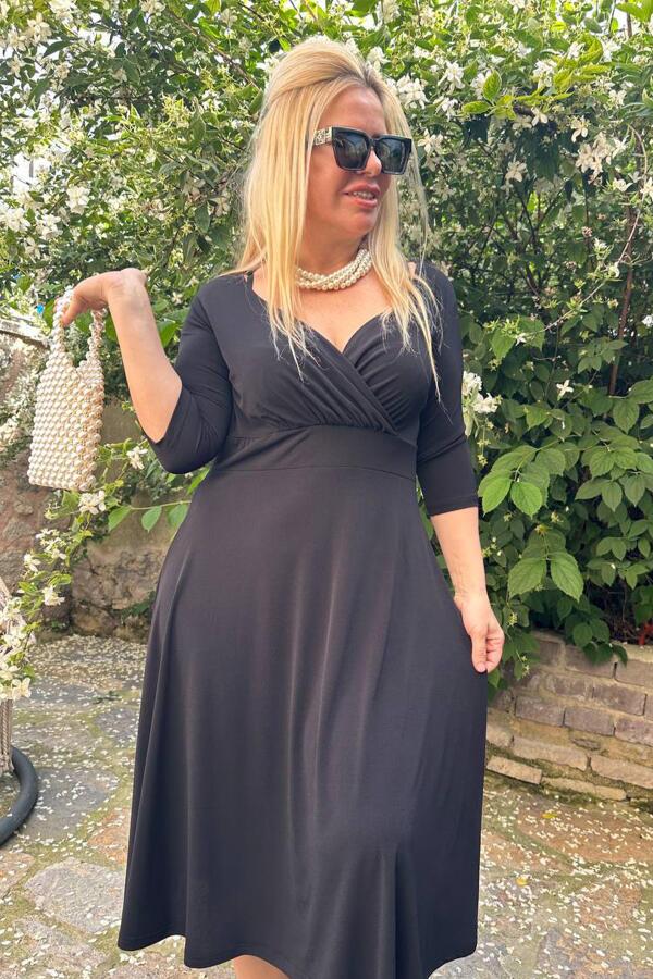 Büyük Beden Öpücük Yaka Abiye Elbise GLS8003 - 1