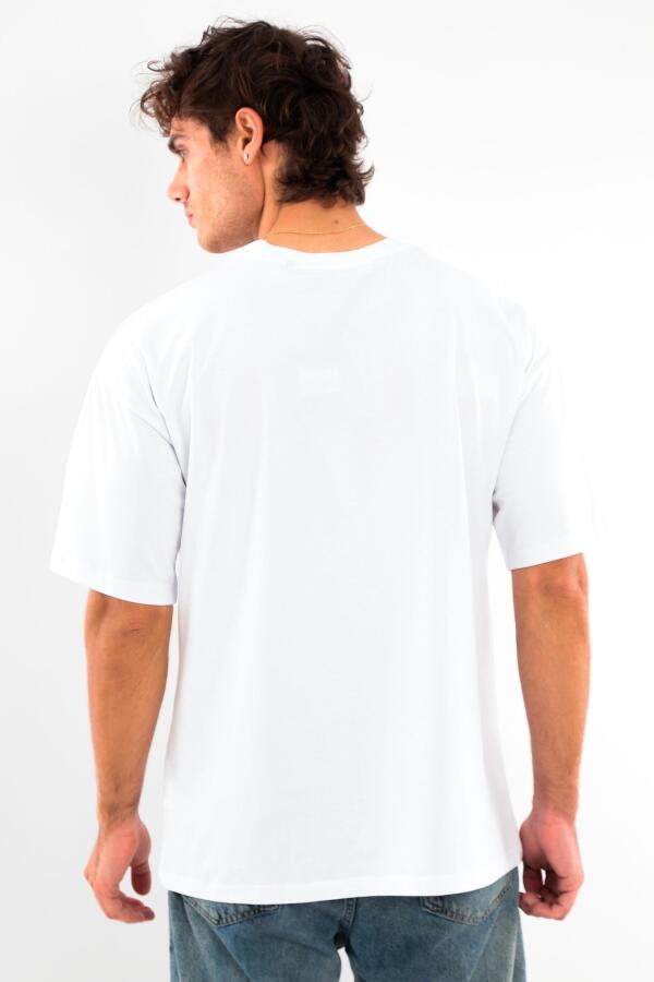 Trend42plus Büyük Beden Oversize Fit %100 Pamuk Beyaz T-shirt - 4