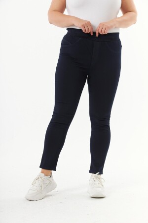 Büyük Beden Pamuk Slim Fit Pantolon Lacivert - 1