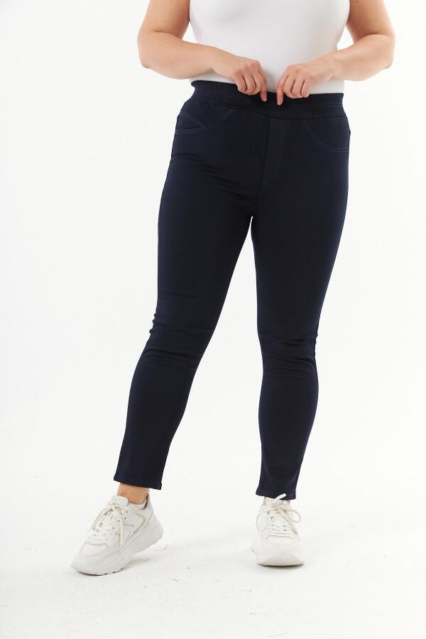 Büyük Beden Pamuk Slim Fit Pantolon Lacivert - 1