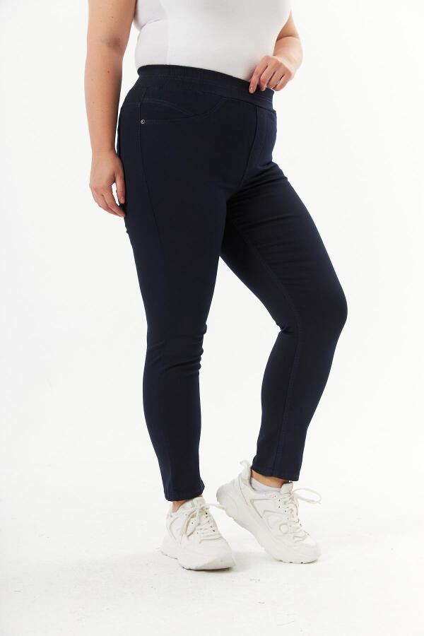 Büyük Beden Pamuk Slim Fit Pantolon Lacivert - 2