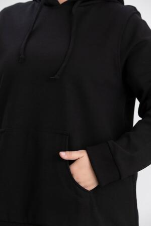 Büyük Beden Pamuklu Kalın Eşofman Takımı Siyah - 3