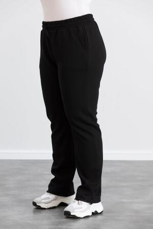 Büyük Beden Pamuklu Kalın Eşofman Takımı Siyah - 4