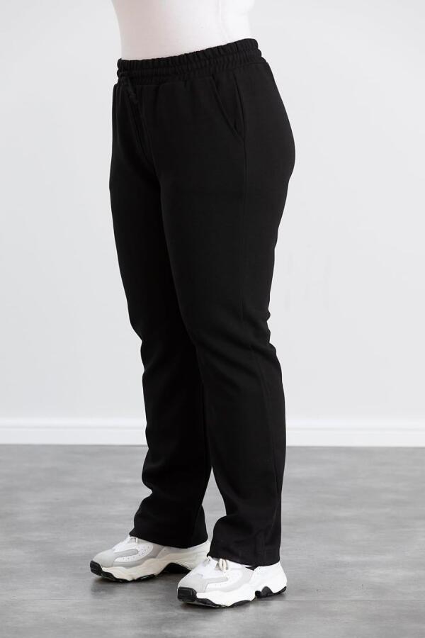 Büyük Beden Pamuklu Kalın Eşofman Takımı Siyah - 4